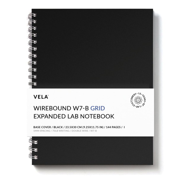 Vela Sciences W7-B Expanded Wirebound Lab Notebook, 9.25 x 11.75