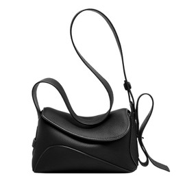 MFFOR Women's Shoulder Bag, Genuine Leather, Square, Crossbody Bag, Compact, Crossbody Bag, Lightweight, Small, Stylish, Cute, Simple, Casual, Popular, Black