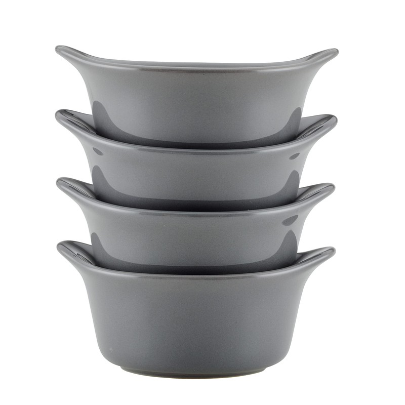 Rachael Ray Solid Glaze Ceramics Round Ramekins/Dipping Cup Set, 4