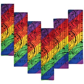 EVERY-VILLE Where EVERYone is Welcome 6 Pack Rainbow Bandana for Women Men Gift Packaging - 55x55cm, Paisley - Pride Cowgirl Cowboy Motorbike Accessories Scarf Headband Neckerchief