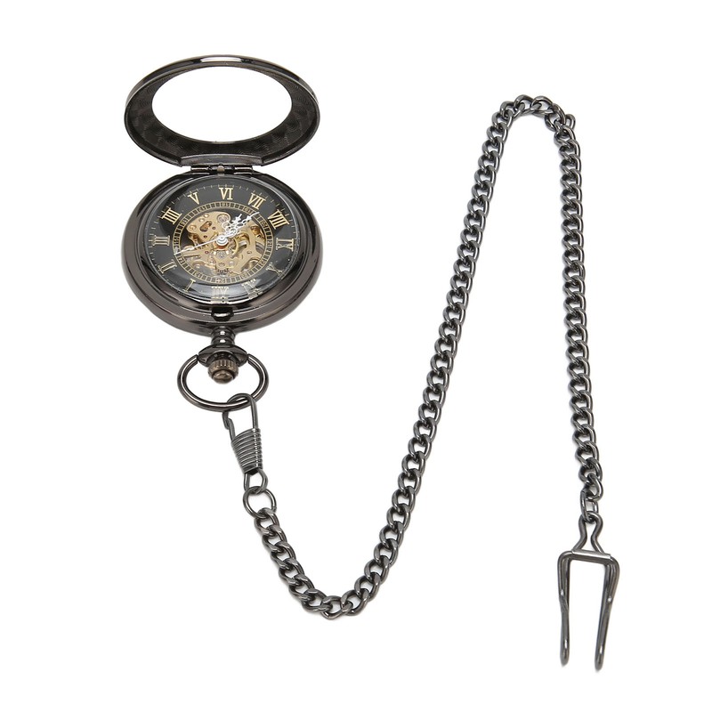 Mechanical Pocket Watch Vintage Double Case Watch Hand Wind Skeleton