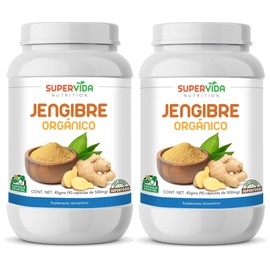 Jengibre Orgánico 180 Cápsulas (2 Frascos de 90 Cápsulas Vegetales de 500 mg JENGIBRE) | SuperVida Nutrition - Suplementos 100% Naturales