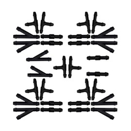 JNNJ 30 Pcs Windshield Washer Hose Connector, 2-Way I Type, 3-Way T Type, 3-Way Y Type, Windshield Wiper Hose Connector, Universal Fluid Tubing Pipe Fitting Splitter for Car Washer Nozzles（Black）