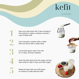 Kefir Grains, Kefit by NatuDelight. 2 TBSPS of Milk Kefir Grains, Live Active Kefir Starter Culture, Start Home Kefir Production, Pajaritos Bulgaros de Leche,