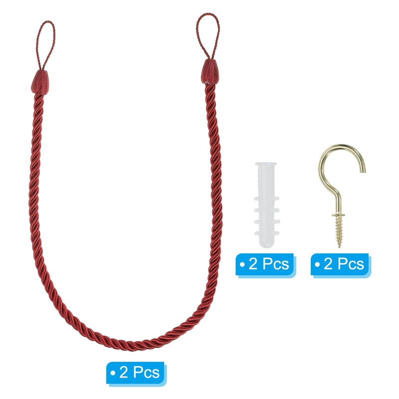 PATIKIL Curtain Tiebacks Ropes, 2 Pack Decorative Tie Backs Braided