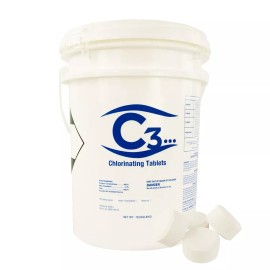 C3 Stabilized 1" Trichloro Chlorine Swimming Pool Tablets (Choose Size) - 15 lbs