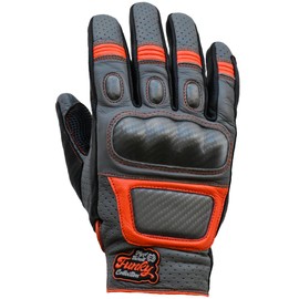 Mycl Turell Funky Collection Leather Motorcycle Gloves - Men's Genuine Leather Motorcycle Gloves - Motorcycle Gloves Men - in Many Different Colours - Stylish and Safe (Orange Club, S)