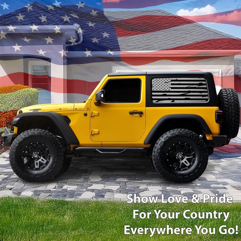 Bogar Tech Designs Precut Quarter Window American Flag Vinyl Decal