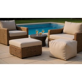 RSH Décor Foam Ottoman Cushion – 21" x 17" x 4" | Sunbrella Fabric, Fade & Water Resistant | Patio Footstool Replacement Cushion | USA Made (Canvas Taupe)