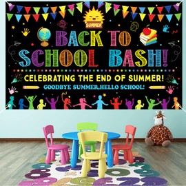 Back to School Bash Backdrop Banner Colorful Back to School Decoration Backdrop End of Summer First Day of School Banner Kindergarten Classroom Office Party Decoration Supplies