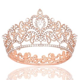 YARIEW Rose Gold Crystal Tiaras and Crowns for Women Rhinestone Queen Crown Tiaras for Girl Crowns for Women Hair Accessories for Birthday Party Wedding Prom