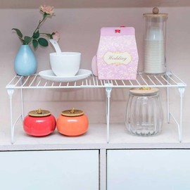 bvkotent 1/2-Piece Set cabinet organizer shelf,kitchen counter shelf,Foldable Pantry Shelf,Plate, Dish,Rustproof Metal Storage Organizer (1, White)