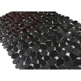 Non-Slip Pebble Bathtub Mat Black 16 W x 35 L Inches (for Smooth/Non-Textured Tubs Only) Safe Shower Mat with Drain Holes, Suction Cups for Bathroom - Colour: black, Package Quantity: 1