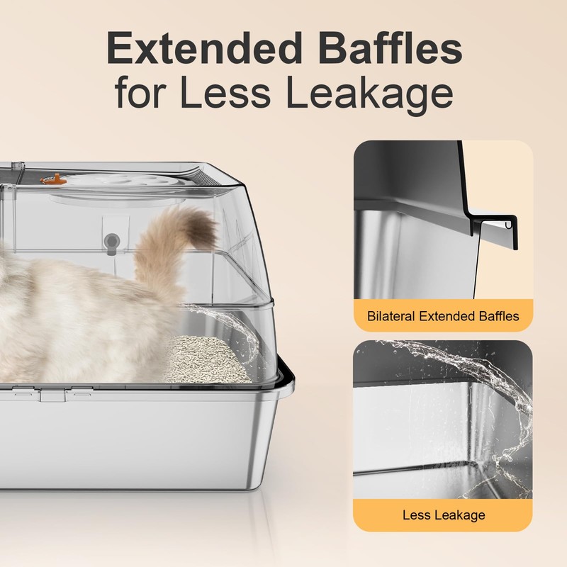 Stainless Steel Litter Box with Lid XL Extra Large Litter