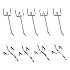 ZHjuju Pegboard Hooks,50PCS 10 cm & 5 cm Length Metal Perforated Board Hook Stainless Steel Grid Wall Bracket Peg Board Display Hook for Wall Retail Display Store Supermarket Crafts Peg Boards Silver