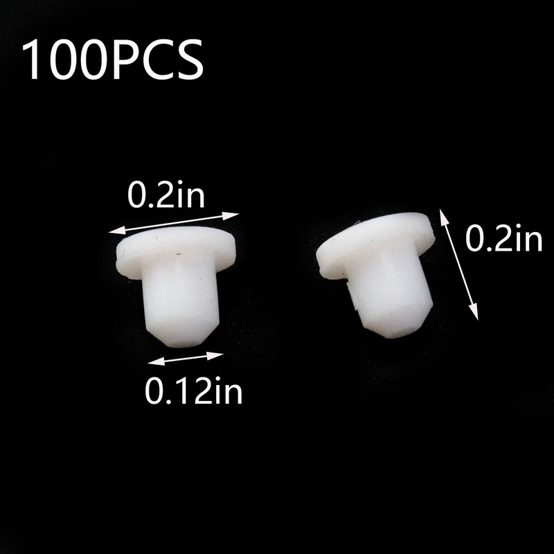 Tighall 100PCS White Soft Plastic Screw Hole Cover Plugs, 3mm