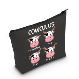 PLITI Funny Math Teacher Gifts Cow Lover Makeup Bag Mathematics Lover Gift Math Geek Gift Cowculus Math Puns Gift (Math Cow bagblCA)