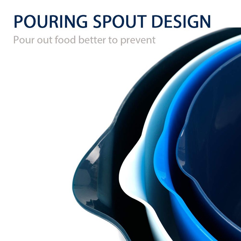 BoxedHome Nesting Plastic Mixing Bowl Set With Pour Spout, Microwave