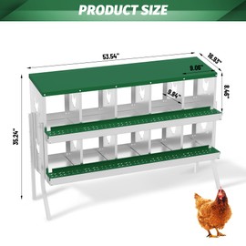 Chicken Nesting Box, 10 Hole Chicken Nesting Box with Legs, Metal Chickens Laying Boxes with Perch, Metal Roll Away Eggs Laying Boxes, Versatile Wall Mount or Free Standing for Chickens