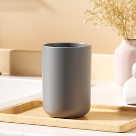 Bathroom Plastic Toothbrush Cup, Tumbler for Home Bathroom Toothbrush Holder, Unbreakable Dishwasher Safe, Reusable and Sturdy Drinking Cup, 11 OZ (Grey & Grey)