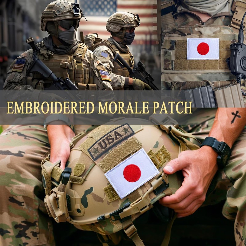 EmWoot 2PCS Japan Flag Patch Embroidered Morale Patch Military Tactical