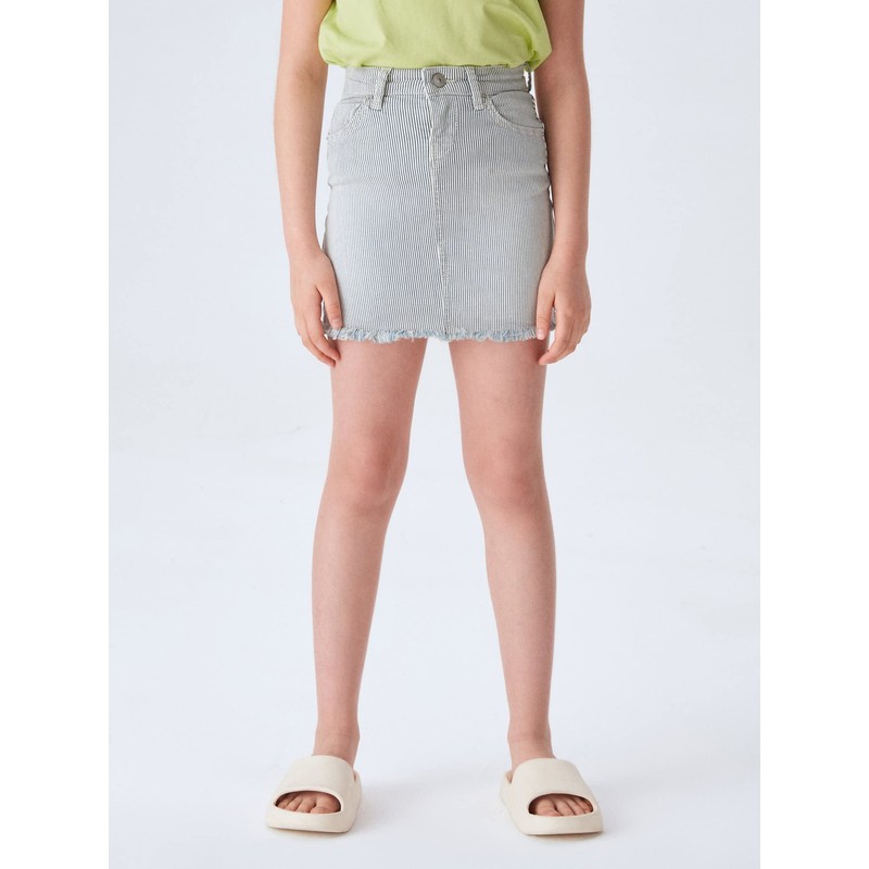 LTB Jeans Girls Lime G Skirt, Bleach Line Wash 53708