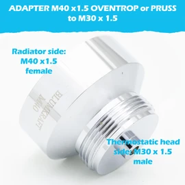 BLUMKRAFT Set of 2 Metal Adapters for Braukmann Oventrop and Pruss M40 x1.5 (Prototype) to M30 x 1.5 Thermostat/Thermostatic Head M30 x 1.5 Male New Model June 2025