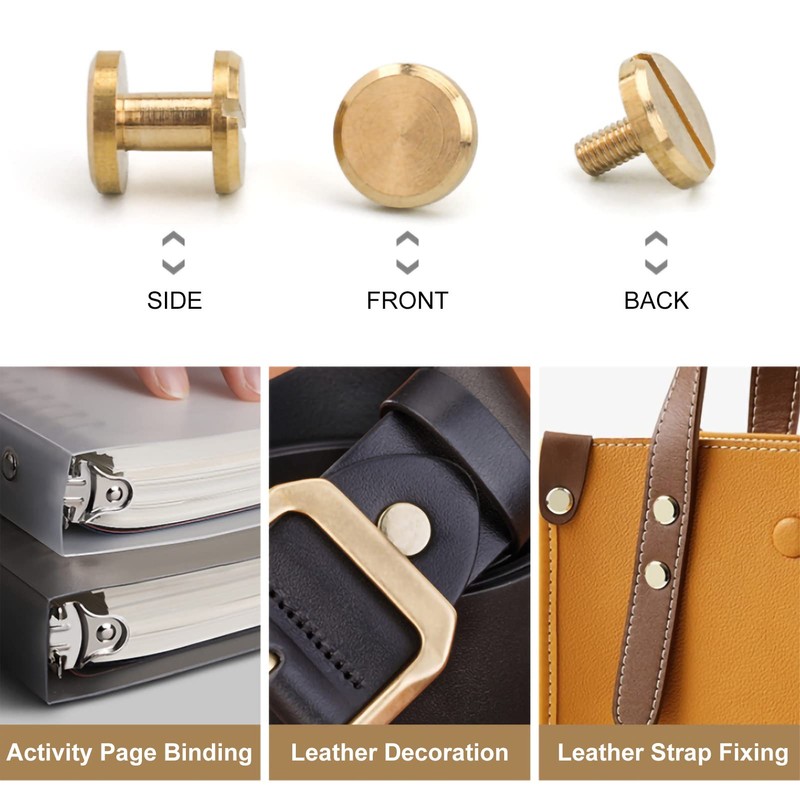 Leather Craft Rivets, 10 Sets Solid Brass Flat Leathercraft Studs