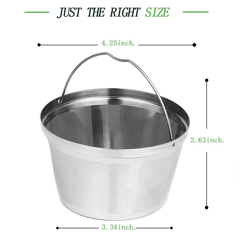 Stainless Steel Reusable Coffee Filters Basket 8 12 Cup Sturdy