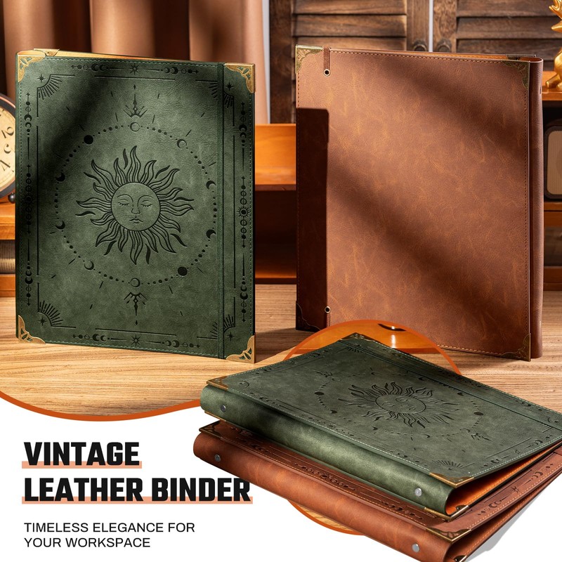 Ovesmusl Leather 3 Ring Binder 1 Inch Round Ring Binder