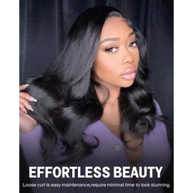 Megalook hair 6x5 Ready to Go Closure Wig Human Hair 12A Salon-Quality Glueless Wigs Human Hair Pre Plucked Pre Cut Loose Body Wave Wig Human Hair 220% Density Bleached Tiny Knots 16 Inch