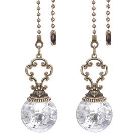 PATIKIL Ceiling Fan Pull Chain, 2 Pack 12" Decorative Ball Pendant Chain Extender Charm Extension Pull String for Ceiling Fans Light Lamp, Clear