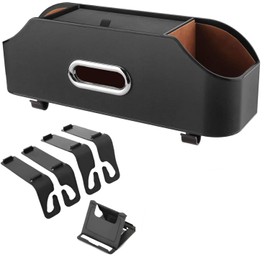 Bindream Multi-functional Car Storage Box, Car Tissue Box, Car Back Seat Organizer with 2 Drink Cup Holders, Car Tissue Holder, Headrest, Mount, PU Car Tissue Cover, Easy Storage, Car Accessories