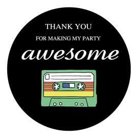 MAGJUCHE 80s Retro Thank You Stickers, Totally 1980s Party Sticker Labels for Favors, Boxes, Party Supply, 2 inch Round, 40-Pack