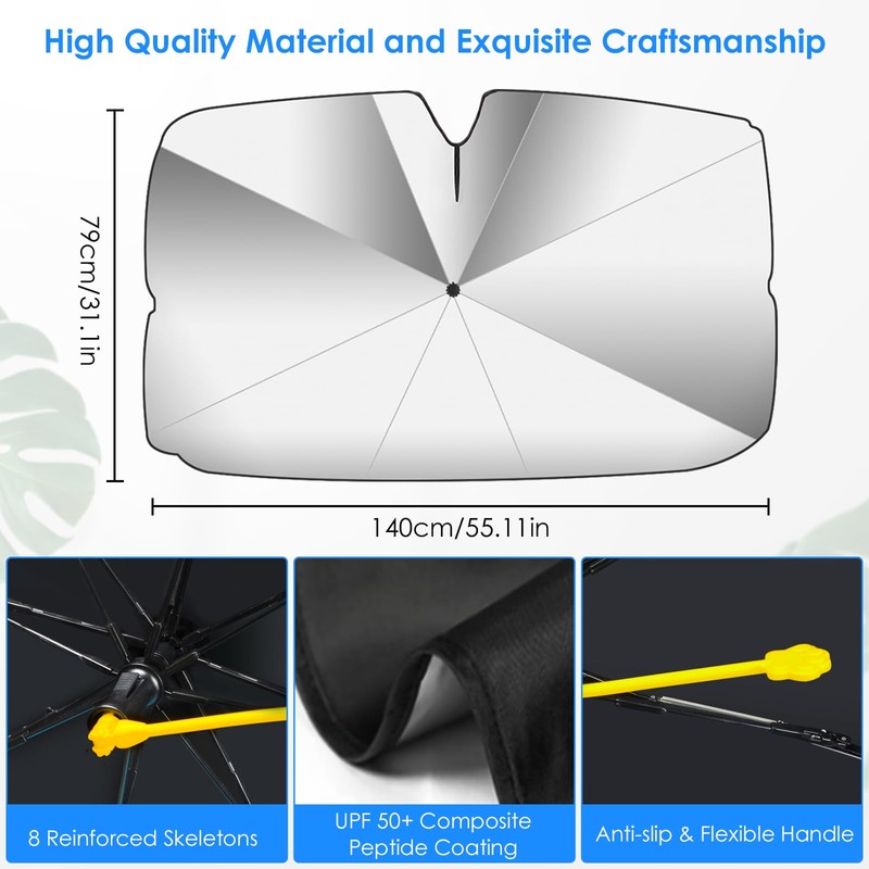 Qoosea Car Sun Protection Windscreen 360° Rotation Foldable Parasols Car