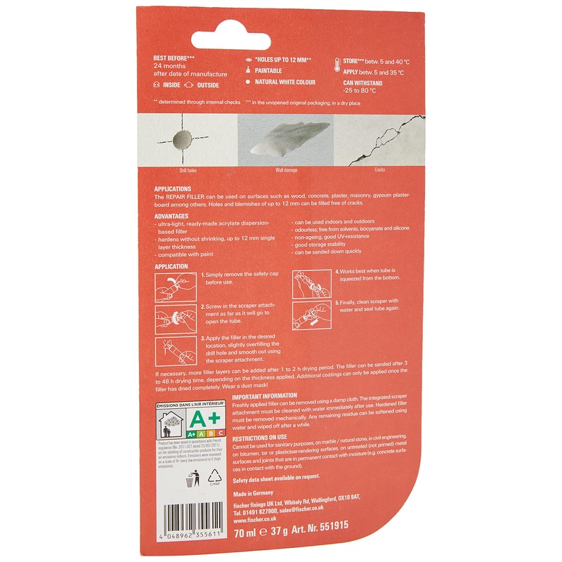 fischer No Tools Just Hands - Repair Filler - 70ml,