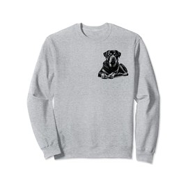 Rottweiler Dog in Lying Pose on Chest Sweatshirt, gray