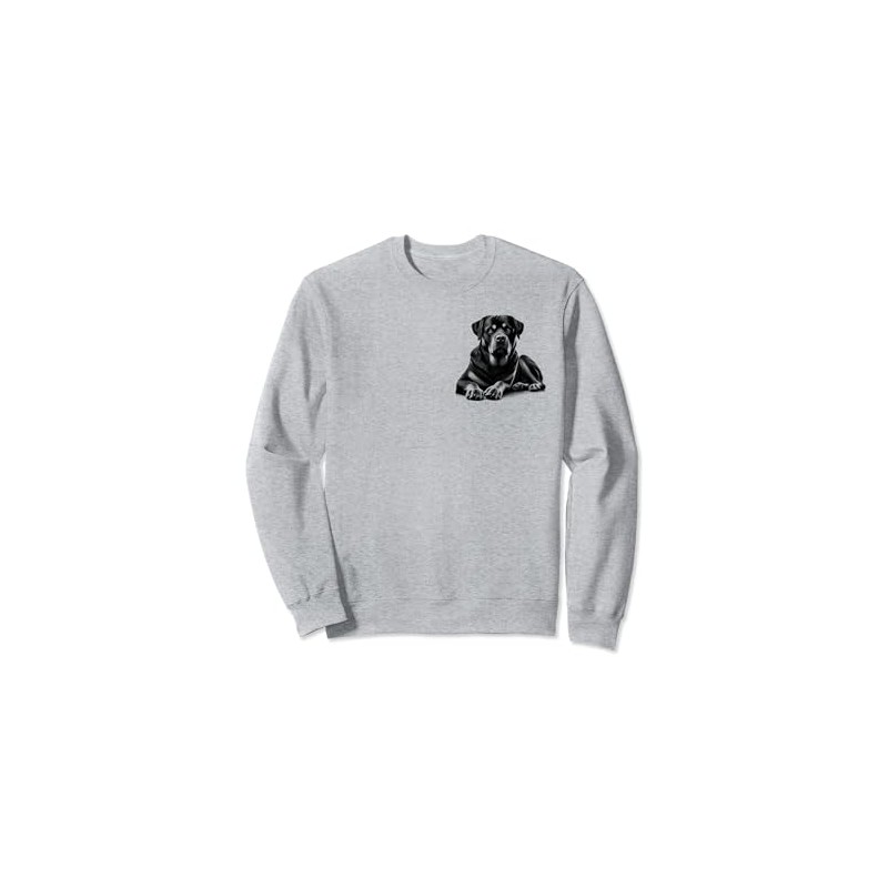 Rottweiler Dog in Lying Pose on Chest Sweatshirt, gray