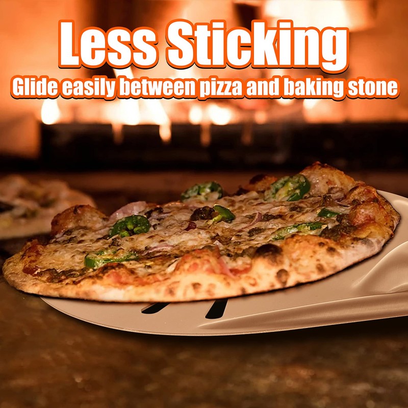 Pizza Turning Peel 7 Inch Round Aluminum Perforated Turner with