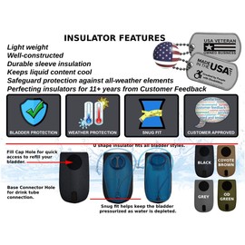 Hydration Tube Covers Bladder Insulators are Compatible with Camelbak Reservoir Water Bladder. Will fit MIL Spec Antidote and Crux