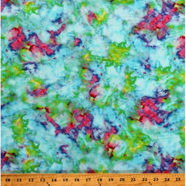 5604-11 Cotton Paint Splotches Colorful Rainbow Paisley Fabric Print by