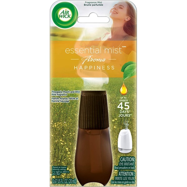 Air Wick Essential Mist Refill, Essential Oils Diffuser, Happiness, Air Freshener, Aromatherapy, 0.67 Fl Oz (Pack of 1)