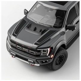 BENINI DESIGN STUDIO Hood Blackout Racing Stripes Vinyl Decal Sticker Kit- Compatible with Ford F150 Raptor 2021-2025 and up (5, Matte Black)