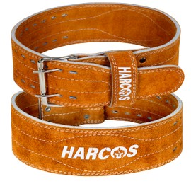 Harcos Genuine Leather Unbreakble, non tearable Gym Belt for Men & Women Workout Deadlift Belt for Gym Suede Powerlifting Weight Lifting for Heavy Workout gym belt | Professional Heavy Weight Lifting Original Leather (Brown, Large)