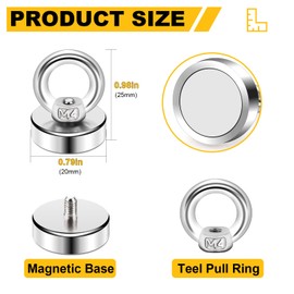 DIYMAG Magnetic Hooks, Heavy Duty Rare Earth Neodymium Magnet Hooks with Countersunk Hole Eyebolt for Home, Kitchen, Workplace, Office and Garage, Pack of 10