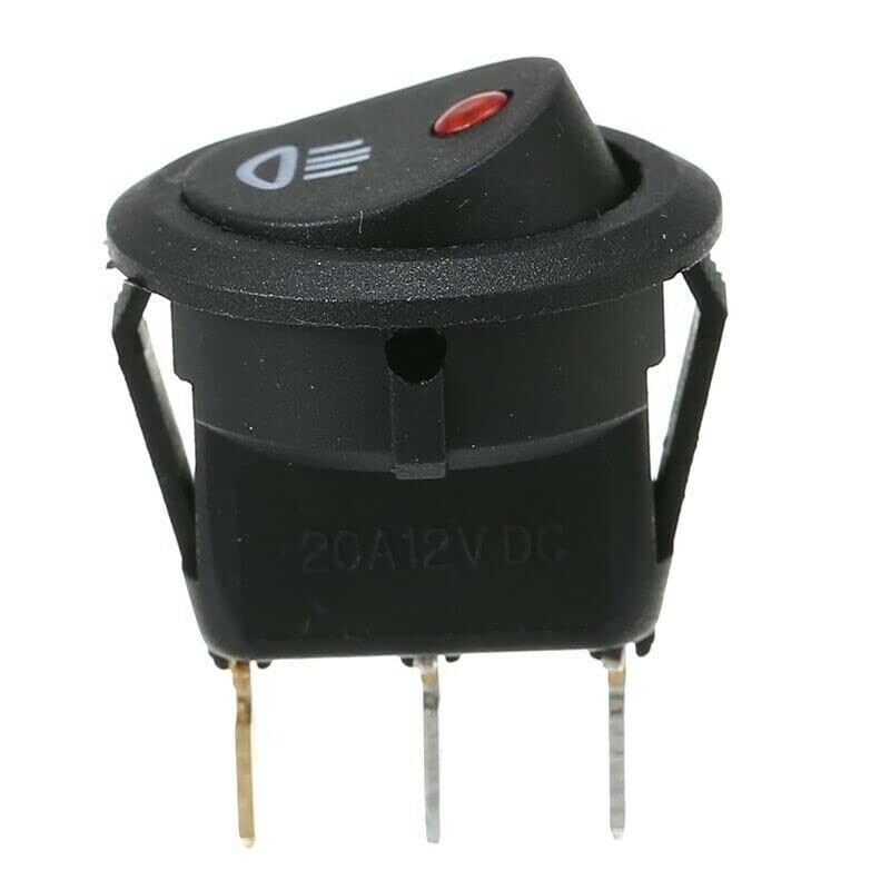23mm On Off Rocker Switch Round 12V Red Led Fog