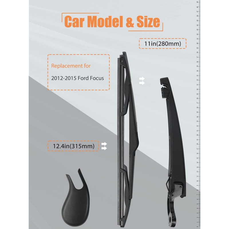 MIKKUPPA Rear Wiper Arm Blade Replacement for Ford Focus Back