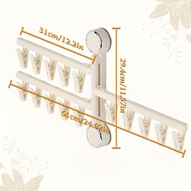 Drying Rack with 15 Clips and Drip Suction Cup Hanger Space Saving Clothes Racks Closet Organizers and Storage for Jeans, Hats, Shorts, Socks, Milky White