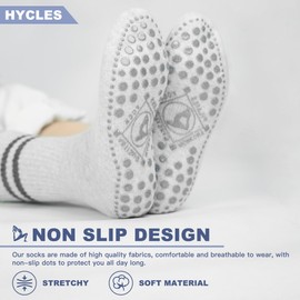 HYCLES Grip Pilates Socks 3 Pairs for Women, Non-slip Yoga Athletic Slipper Socks for Workout Hospital