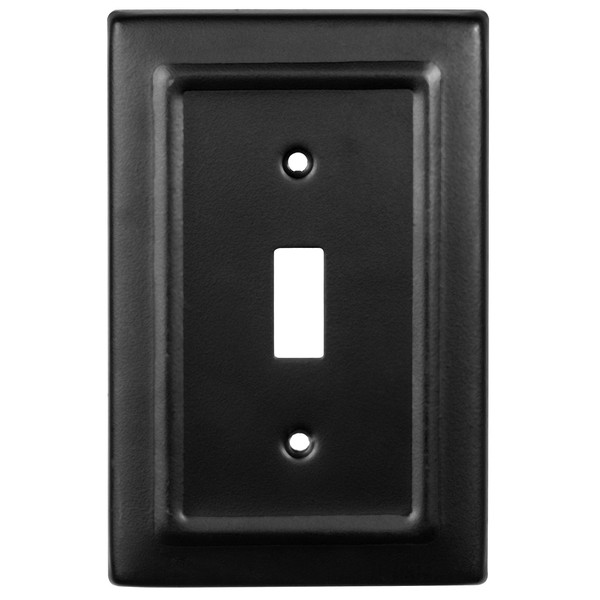 Monarch Abode 19151 Single Switch Architectural Toggle Aluminum Decorative Wall Plate Switch Plate Outlet Cover, 1-Gang, Matte Black